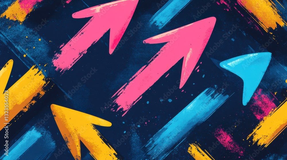 Poster abstract colorful paint stroke arrows seamless pattern