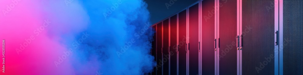 Aufkleber Hyper-Scale Digital Infrastructure Next-Gen Quantum Cloud Computing Visualization with Neon Atmospheric - Enterprise AI and Sustainable High-Performance Processing Solutions