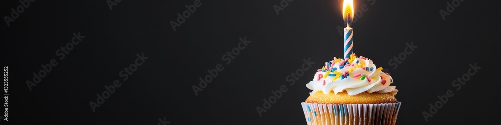 Poster celestial celebration cupcake sparkling festive moment with dynamic light trails - immersive event m