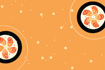 Design circular patterns mimicking elegant sushi plating arrangements.  Use a minimalist aesthetic with clean lines and subtle color palettes inspired by Japanese cuisine.