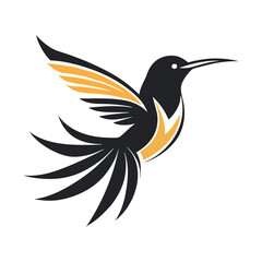 Stylized Hummingbird Icon clean and Minimalist Vector.