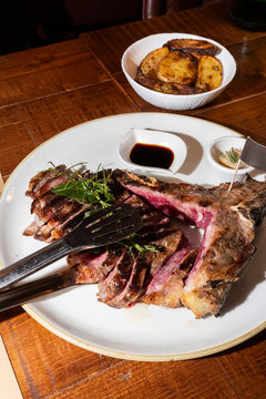 T-Bone Wagyu black angus Steak with Roasted Potatoes