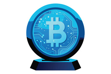 Abstract artwork depicting intricate cryptocurrency circuit patterns seamlessly integrated into a futuristic, shattered holographic sphere.