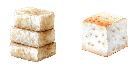 sticky rice cake watercolor vector illustration