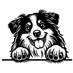 Dog Peeking Clipart Illustration 