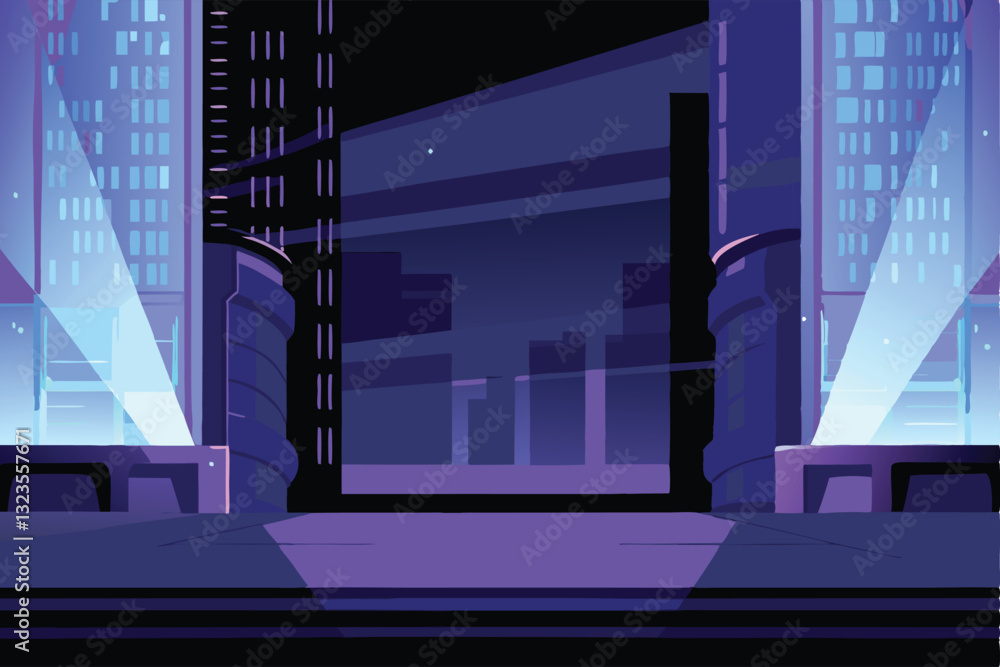 Aufkleber create a cyberpunk-inspired digital art background featuring a programmer's workspace with glowing n