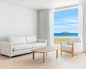 Coastal living room, minimalist design
