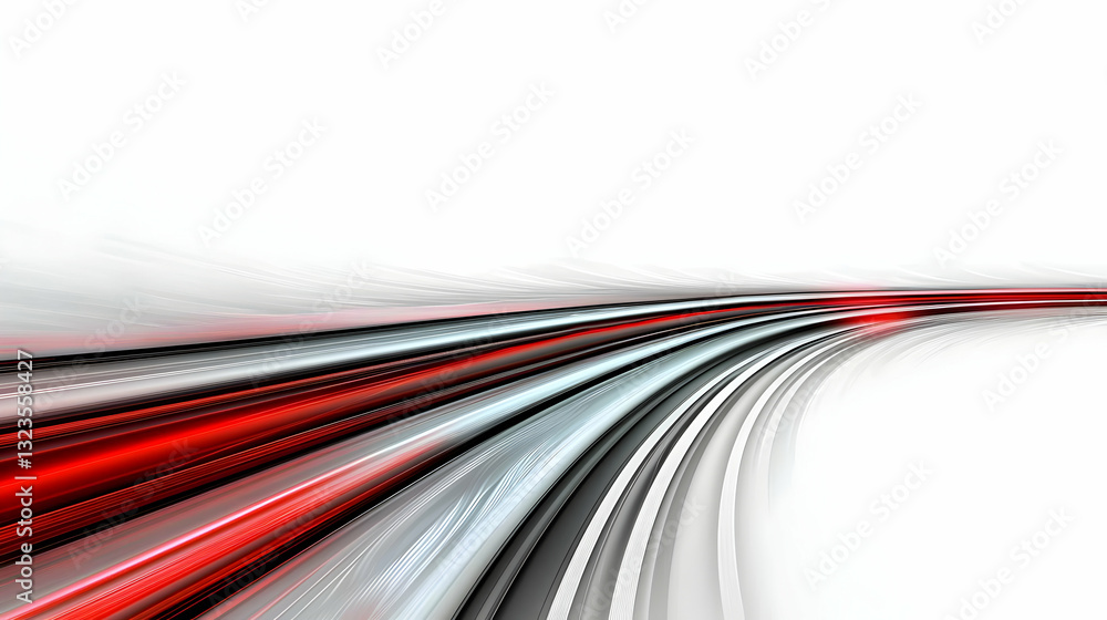 Aufkleber dynamic abstract design with red and white curved lines on a bright white background