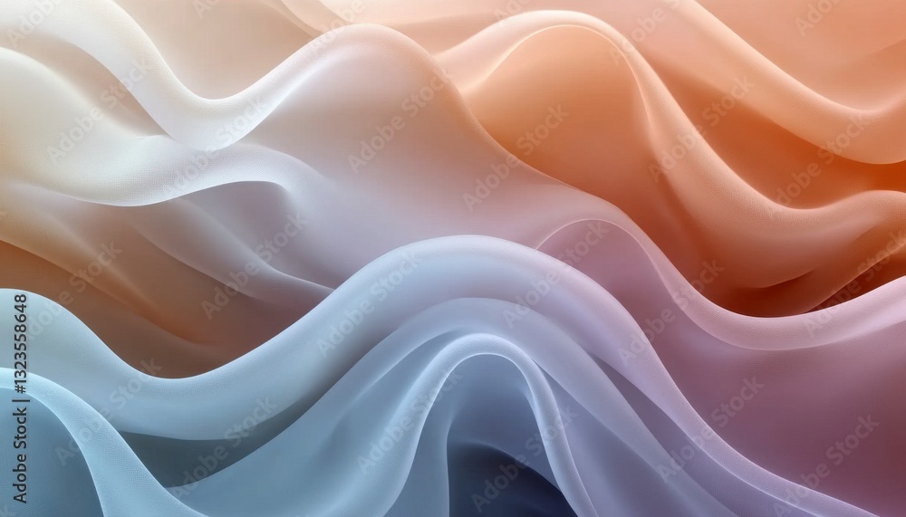 Poster abstract flowing fabric with pastel color gradient