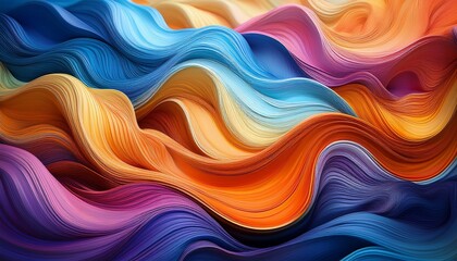 Obraz premium abstract colorful waves in digital painting