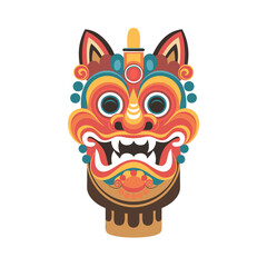 Obraz premium Vibrant Tribal Mask Vector Design for Cultural Art Projects and Decorations
