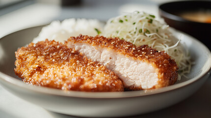 A crispy tonkatsu pork cutlet