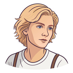 Blonde Young Man Portrait Vector Art Illustration for Design Projects