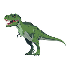 Fototapeta premium Green T-Rex Dinosaur Vector Illustration for Educational and Creative Projects