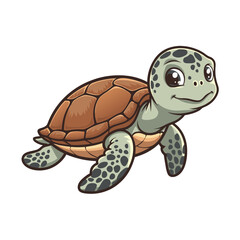 Naklejka premium Cute Cartoon Turtle Vector Illustration for Kids Art and Education