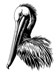 Detailed Pelican Profile Vector Art for Creative Projects and Designs