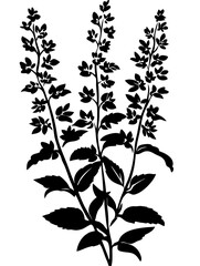 Floral Plant Silhouette Vector Illustration for Design and Art Projects