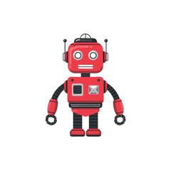 Fototapeta premium Red Robot Character Vector Illustration for Digital Media and Graphic Design