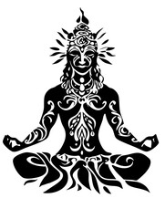 Fototapeta premium Intricate Mandala Yoga Pose Vector Art for Meditation and Tattoo Design