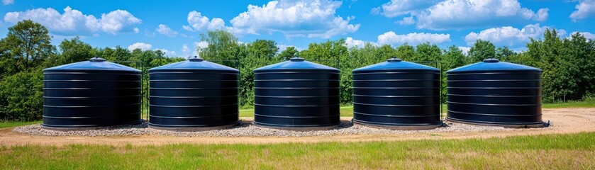 Obraz premium eco-friendly building materials solar panels sustainability. Solar-integrated rainwater harvesting systems maximizing resource efficiency