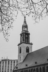 St. Marienkirche, Schwarzweiß, Alexanderplatz, Berlin, Deutschland, Europa