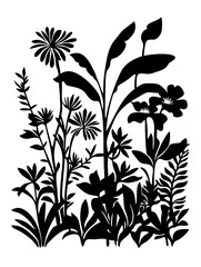 Floral Silhouette Vector Botanical Illustration for Art and Design