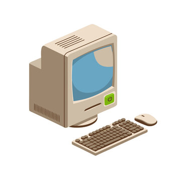 recommend clip art: Vintage Desktop Computer Vector Illustration Retro Technology Clipart