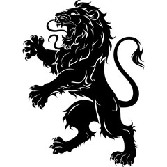 Fierce Heraldic Lion Silhouette Vector Art for Tattoo and Design