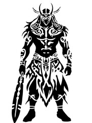 Tribal Warrior Silhouette Vector for Tattoo and Graphic Design