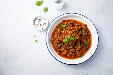Traditional beef ragout with vegetables