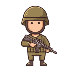 Fototapeta premium Cartoon Soldier Character Vector Military Illustration for Games and Educational Materials