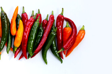 Chili peppers on a white background.
