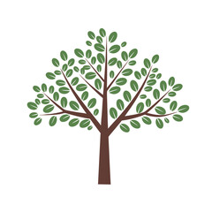 Green Tree Illustration with Brown Trunk and Leaves for Eco Design and Nature Themes