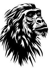 Obraz premium Majestic Gorilla Face Vector Art Silhouette Ideal for Tattoos and Logos
