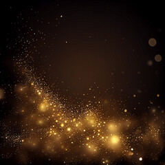 Obraz premium Złoty pył w przestrzeni – abstrakcyjna eksplozja drobinek, kosmiczny efekt świetlny, złote iskry na czarnym tle, artystyczna tekstura, magiczna mgławica, kosmos, rozproszone cząsteczki, błyszcząca dek