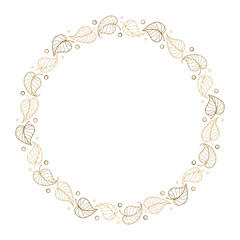 An Elegant Gold Leaves circular Wreath Design ideal for invitations or decor