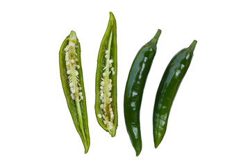 Chili peppers on a white background.