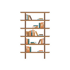 Vector Bookshelf Illustration with Colorful Books for Home Library or Office Decor
