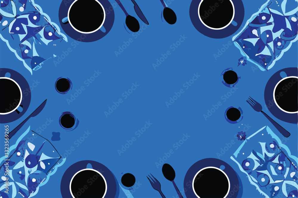 Poster geometric table setting featuring repeating patterns of bold, abstract shapes. modern minimalist des