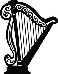 Modern quality Harp silhouette vector illustration, Harp line art vector icon design
