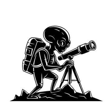recommend clip art: Alien Explorer with Telescope Sci-Fi Vector Art for Adventure Illustrations