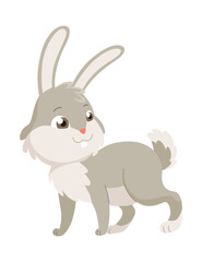 Cartoon rabbit. Bunny pet silhouette. Cute animal isolated icon. Vector rabbit character illustration