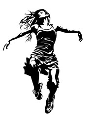 Dynamic Female Dance Silhouette Vector Art for Creative Projects