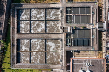 Wastewater Treatment Plant Aeration Tanks Aerial View