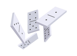 Board game, flat isometric view. Isolated colored icon of domino. Cartoon family table game for adults and kids for leisure and recreation. Vector illustration