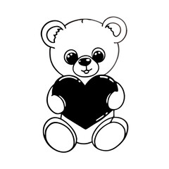 Naklejka premium Cute Teddy Bear Holding Heart Vector Illustration for Valentine's Day Designs