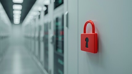 A high-tech cybersecurity environment with a strikingly sharp firewall guard blocking malicious access.