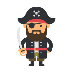 Cartoon Pirate Character with Eye Patch and Sword for Kids Activities and Crafts