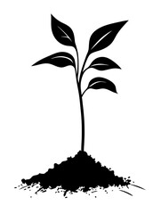 Young Plant Silhouette Vector for Growth and Nature Themes