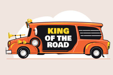 Philippine king of the road symbol Jeepney Cartoon Illustration